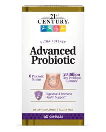 A box of 21st Century Advanced Probiotic capsules.