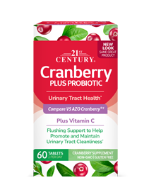 A box of 21st Century Cranberry Plus Probiotic tablets.