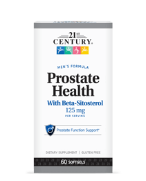 A box of 21st Century Prostate Health with Beta-Sitosterol 125 mg per serving softgels.