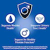 A graphic icon with the words support bladder health, support urinary tract health and support for health prostate function.