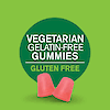 A graphic image with two VitaJoy Melatonin 10 mg Extra Strength gummies and the words vegetarian, gelatin free gummies and gluten free.