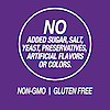 A graphic icon with the words no added sugar, salt, yeast, preservatives, artificial flavors or colors, non-GMO and gluten free.