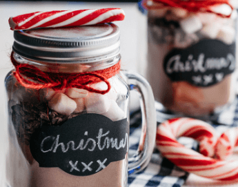 Homemade hot cocoa cup DIY gift.