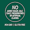 A graphic icon with the words no added sugar, salt, yeast, preservatives or artificial flavors, non-GMO and gluten free.