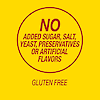 A graphic icon with the words no added sugar, salt, yeast, preservatives or artificial flavors and gluten free.