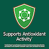 Supports antioxidant activity claim with antioxidant graphic icon.